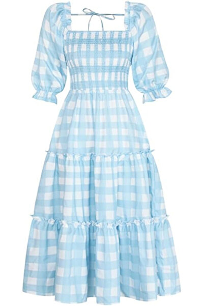 OEM Rochie de damă Ocean Plus, în carouri, alb și albastru, mărimea M