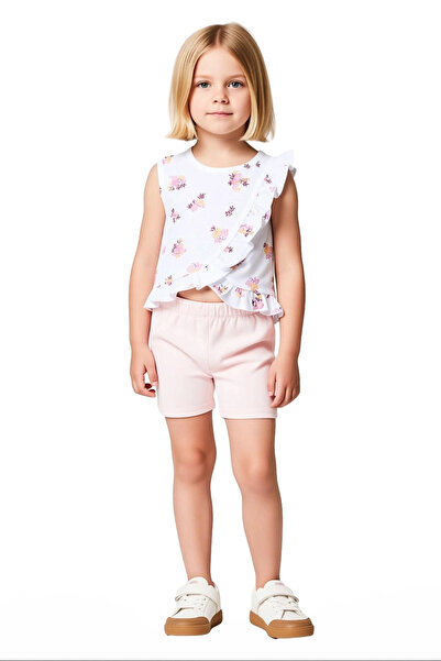 PayBuy Baby Girl 100% Cotton Ruffle Detailed Sleeveless Top and Shorts Set Quality Stylish Comfortable