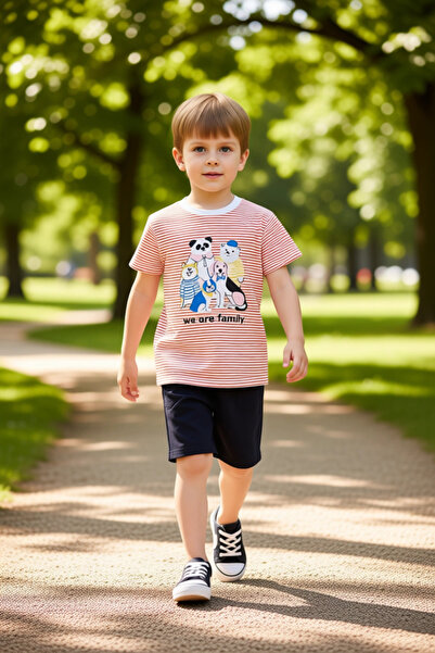 PayBuy Boy's Cute Animal Printed Cotton Knitted Short Sleeve T-Shirt and Shorts Set Quality Stylish