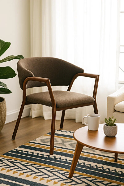 MARIA HOMES Modern Dining Chair with Wooden Frame & Armrests, Comfortable Accent Chair for Home & Office