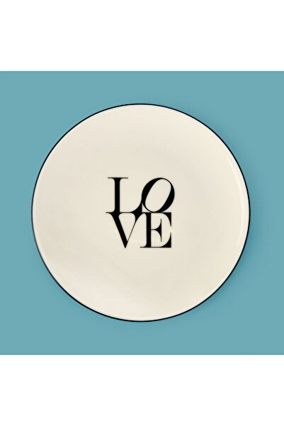 MATMEL Kitchen Bold Heart Porcelain Dessert Plate - Black / White - 19 cm