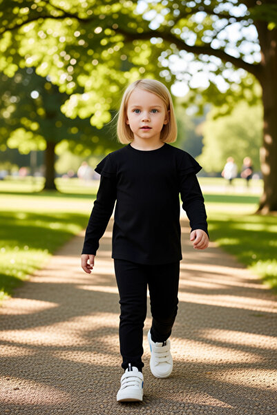 PayBuy Girl's Cotton Corded Fabric Top and Wide Leg Leggings Set Quality Stylish Comfortable Casual