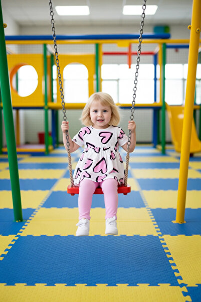 PayBuy Girls' Cotton Heart Pattern Crew Neck Short Sleeve Top and Leggings Set Quality Stylish Comfortable