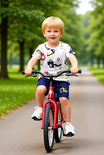 PayBuy Boys' Construction Vehicle Patterned Cotton Short Sleeve T-Shirt and Shorts Set Quality Stylish Comfortable