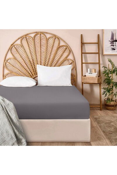 MATMEL Soft Combed Cotton Double Fitted Sheet - Anthracite - 160X200 cm