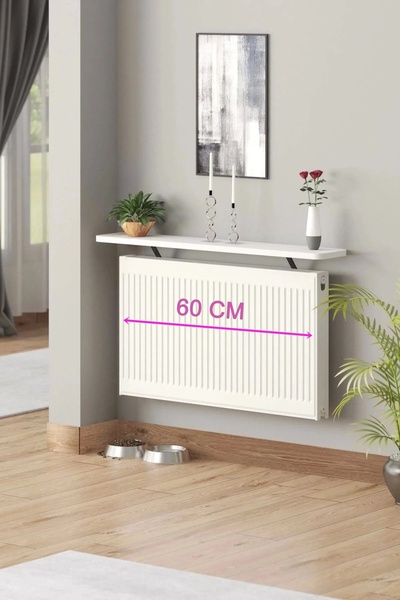 Mfk Petek Üstü Uçan Raf Dresuar Kalorifer Peteği Rafı 60 X 18 Cm Beyaz CNC Ov...