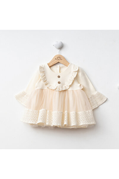 Miniday Baby Kız Bebek Mevlütlük Elbise Dantelli Bandanalı