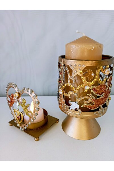 Happy tasarımlarr Mumluk tealight mumluk ikili metal mumluk