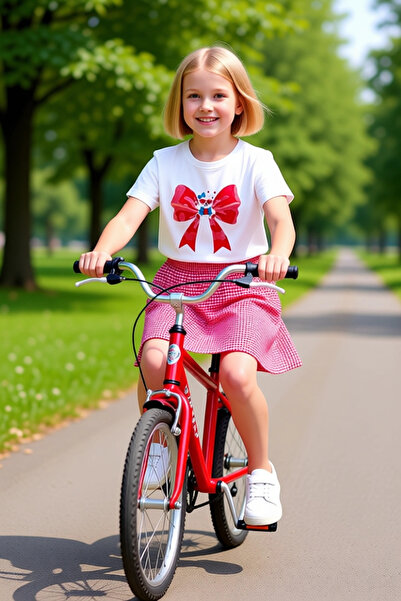 PayBuy Girl's Cotton Top and Skirt Set Cute Teddy Bear and Bow Printed Quality Stylish Comfortable