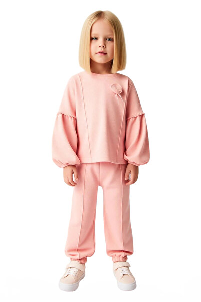 PayBuy Girls' Textured Knitted Crew Neck Sweatshirt and Sweatpants Set High Quality Stylish Comfortable