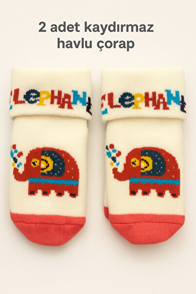 CHAPPELL FASHİON 2-Pack Premium Series Soft and Flexible Non-Slip Baby & Children's Towel Socks