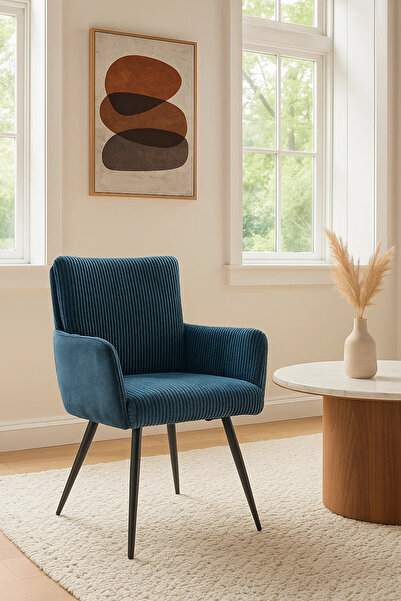 MARIA HOMES Blue Fabric Chair with Metal Legs | Modern Comfortable Chair for ...