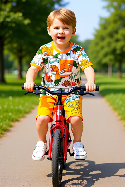 PayBuy Boys' Dinosaur-Themed Comic Printed Short-Sleeved Top and Shorts Set Quality Stylish Comfortable