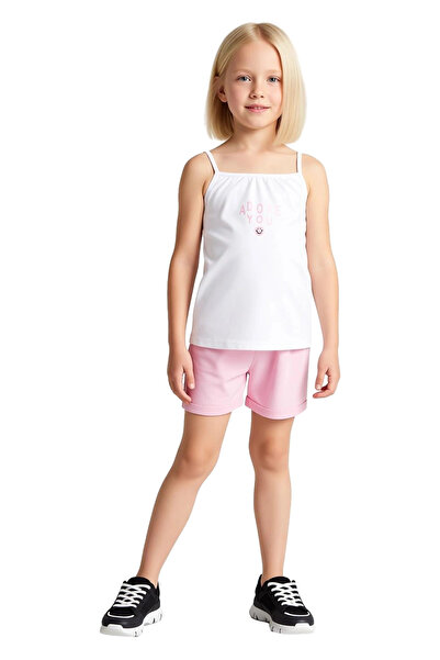 PayBuy Girl's Top and Bottom Set 100% Cotton Comfortable Strap Tank Top and Shorts Set High Quality Stylish Comfortable Casual Daily Wear