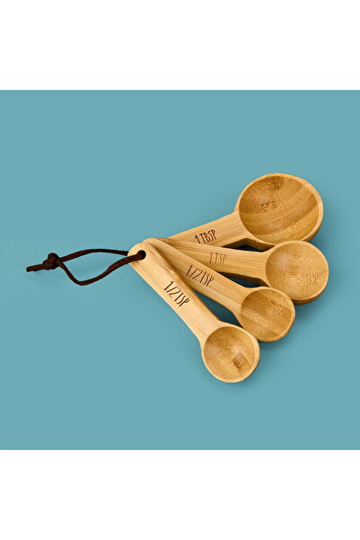 MİEN Bamboo Measuring Spoon Set - Light Brown