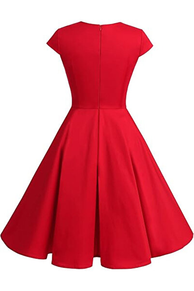 OEM Retro vintage dress Bbonlinedress, size L, nylon, short sleeves, red
