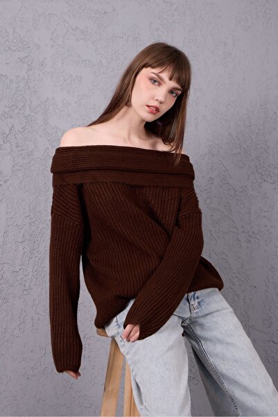 Su Moda Tricotaj pentru femei pulover moale cu guler Madonna trend stil stradal