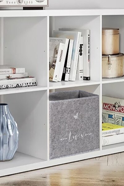 Enpovi Felt Shelf Organizer Basket Foldable Storage Box Printed Multi-Purpose Box 30*30*30