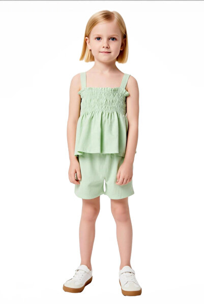 PayBuy Girls' Cotton Muslin Woven Sleeveless Top and Shorts Set High Quality Stylish Comfortable Casual Daily Wear