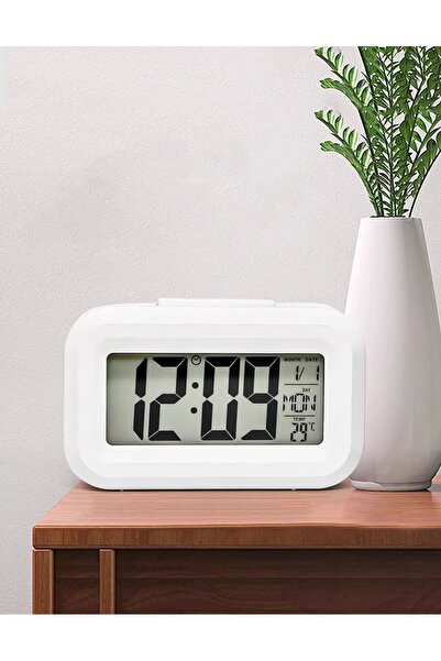 MRG M899 Thermometer Clock, LCD, With Night Light, White