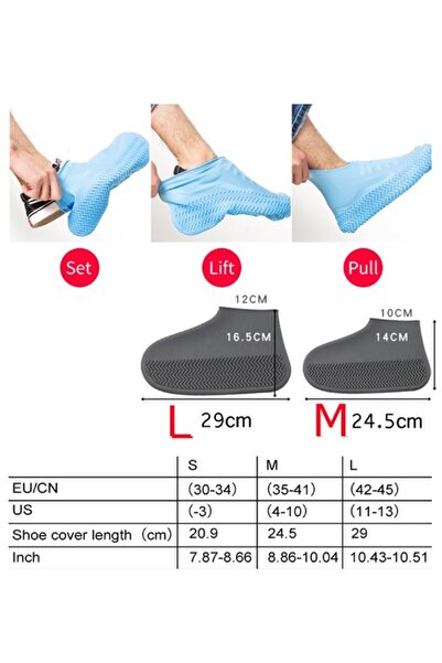 Go İthalat Silicone Shoe Cover Anti-Slip Water Dirt Proof L Size Black (5273)