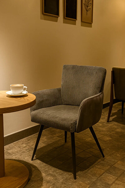 MARIA HOMES Comfortable Dark Grey Chair with Metal Legs, Modern Fabric Armchair for Home, Office & Living Room