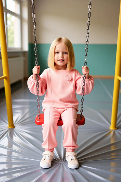 PayBuy Girls' Textured Knitted Crew Neck Sweatshirt and Sweatpants Set High Quality Stylish Comfortable