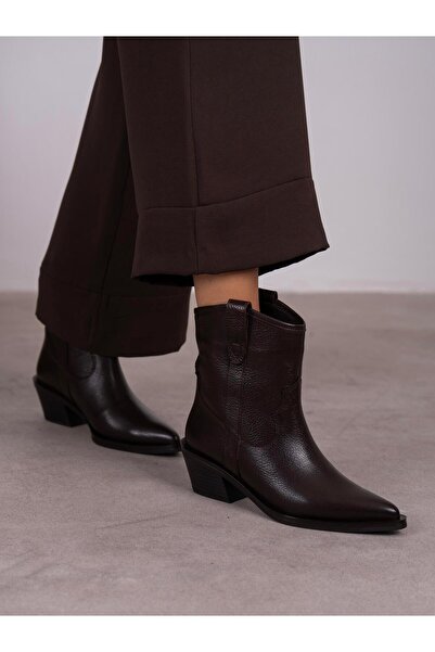 ECENİN BUTİĞİ Medea Kahve Hakiki Deri Kadın Bot