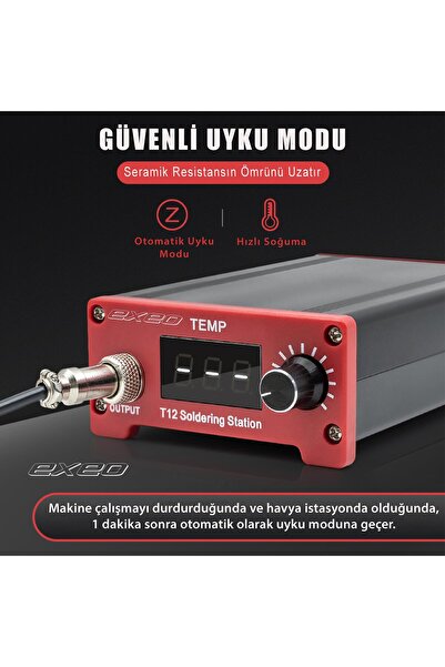 exeo T12 Dijital Isı Ayarlı Havya Lehimleme İstasyonu Makinası 75W