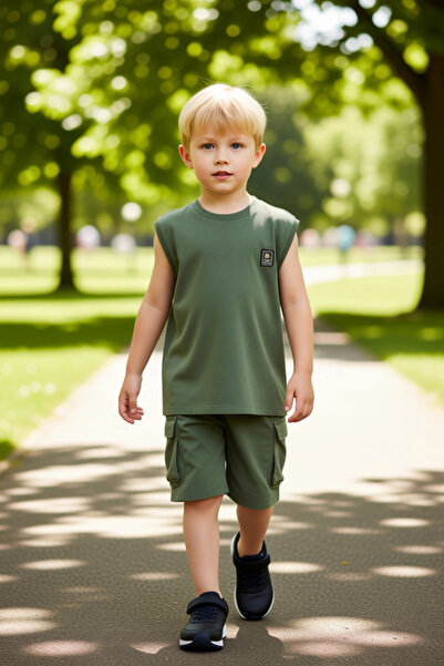 PayBuy Boys' Cotton Tank Top and Cargo Shorts Set Comfortable Casual Wear Quality Stylish Comfortable
