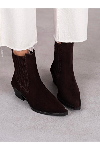 ECENİN BUTİĞİ Lexis Kahve Süet Hakiki Deri Kadın Bot