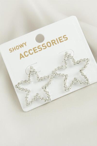 ZERO LAND Nrzsnt Star Waterway with Stones (213555) Earrings-Silver Color