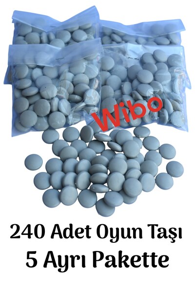 Wibo Plastik Oyun Piyonu Taşı Go Oyunu-Mangala Oyun Taşı ve Kutu Oyun Taşları 240 Adet Gri Renk