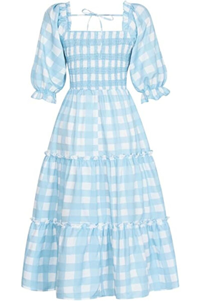 OEM Rochie de damă Ocean Plus, în carouri, alb și albastru, mărimea M