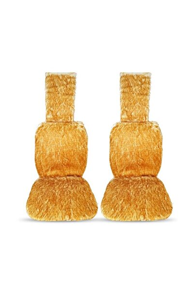 3XR Winter Car Seat Covers Long Auto Wool Seat Cushion Set Brown With White 2...