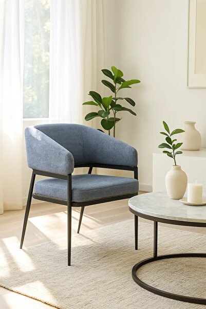 MARIA HOMES Blue Fabric Accent Chair | Modern Comfortable Armchair for Living Room, Office & Hotel Lobby Decor