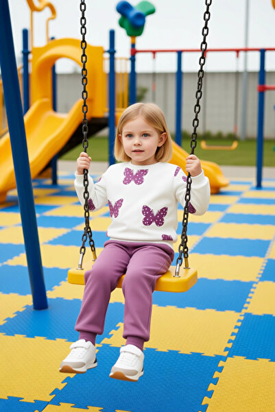 PayBuy Girls' Top and Bottom 100% Cotton Butterfly Printed Crew Neck Long Sleeve Top and Leggings Set Good Quality