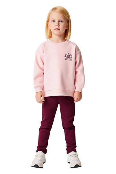 PayBuy Girls' Cotton Oversized Crew Neck Slogan Top and Wide Leg Bottom Set Quality Stylish