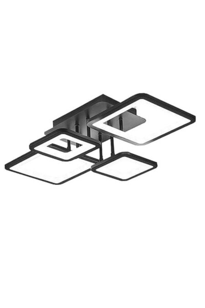 trandafi led LED Square Design Chandelier with Remote, Black (8876/4BK) - Adjustable Warm/Cold/ Light