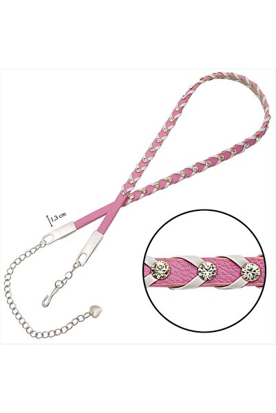 ZERO LAND حزام جلدي مضفر من NRZSNT (224035) مرصع بالأحجار - برتقالي