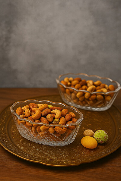 Gülümseten Avm 6-Piece Oval Glass Kayık Turkish Delight Bowl |   Colorful Turkish Delight Serving Tray for Coffee Side |   Stylish Glass Snack Bowl Set