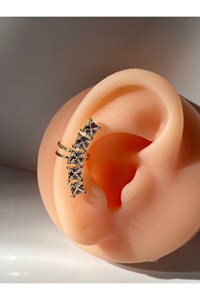 kurukafagift Taşlı Earcuff Küpe Sıkıştırmalı Model