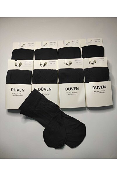 DÜVEN 8-Piece Women's Black Color Medium Thick Transitional Muz 40 Den Soket Short Socks