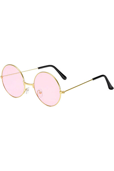 ZERO LAND Nrzsnt Round Glass John Lennon Style Hippie Gold Framed (224706) Pink Glasses
