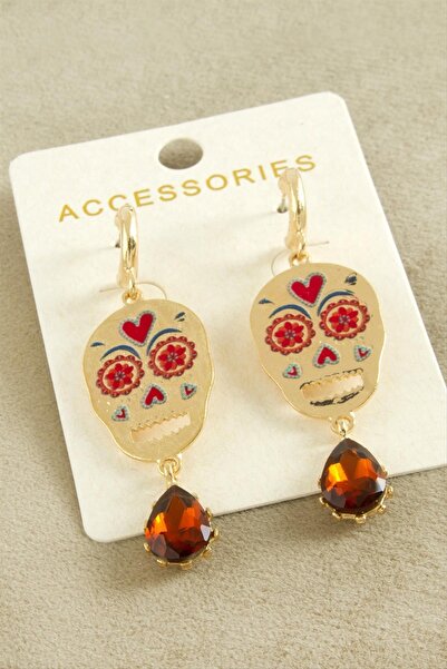 ZERO LAND Nrzsnt Stone Skull Zr (215221) Model Earrings-Yellow