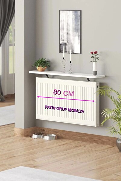 Mfk Petek Üstü Uçan Raf Dresuar Kalorifer Peteği Rafı 80 X 18 Cm Beyaz CNC Ov...