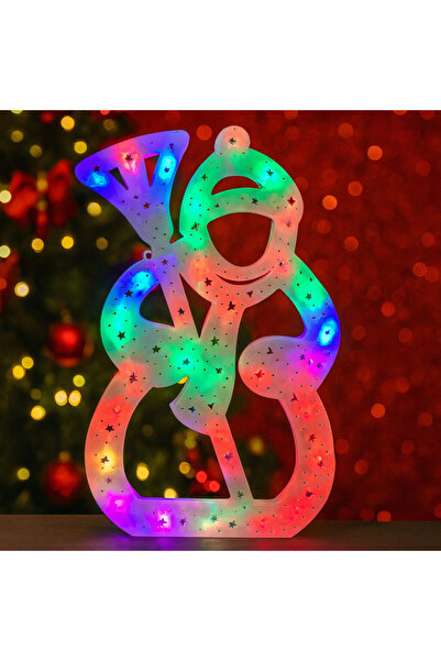 Poro Online Christmas Decoration 41.5×25.5cm with Multicolor LED Light, 3D Snowman Model (Wholesale)