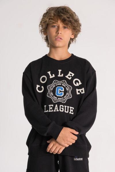 Mojo Bebek Mojo Boy's 9-14 Years Printed Sweatshirt 4059 Black