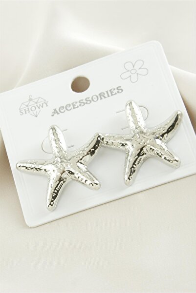 ZERO LAND Nrzsnt Sea Star Metal (222928) Earrings-Silver Color