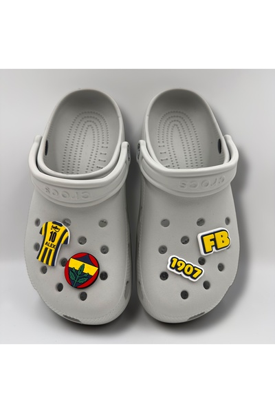 Crocs Terlik Süsü ve Aksesuarı – Jibbitz 3D Sarı Lacivert Alex 10 No Forma ,Logo, Tarih, Yazı Set Logo